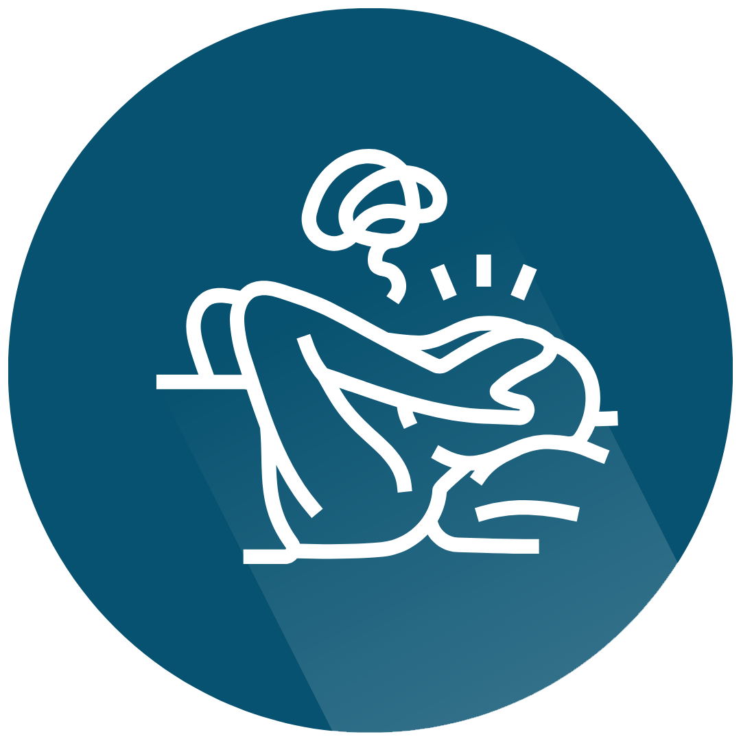 Icon of a person laying down covering their face with their hands