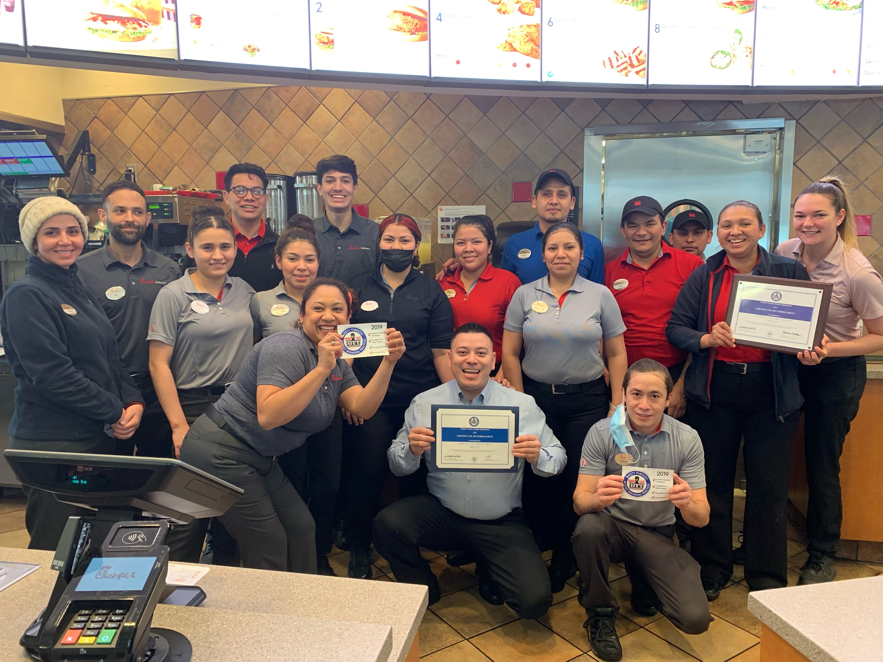 The CHICK-FIL-A at FAIRFAX CIRCLE team receiving STAMP recognition.