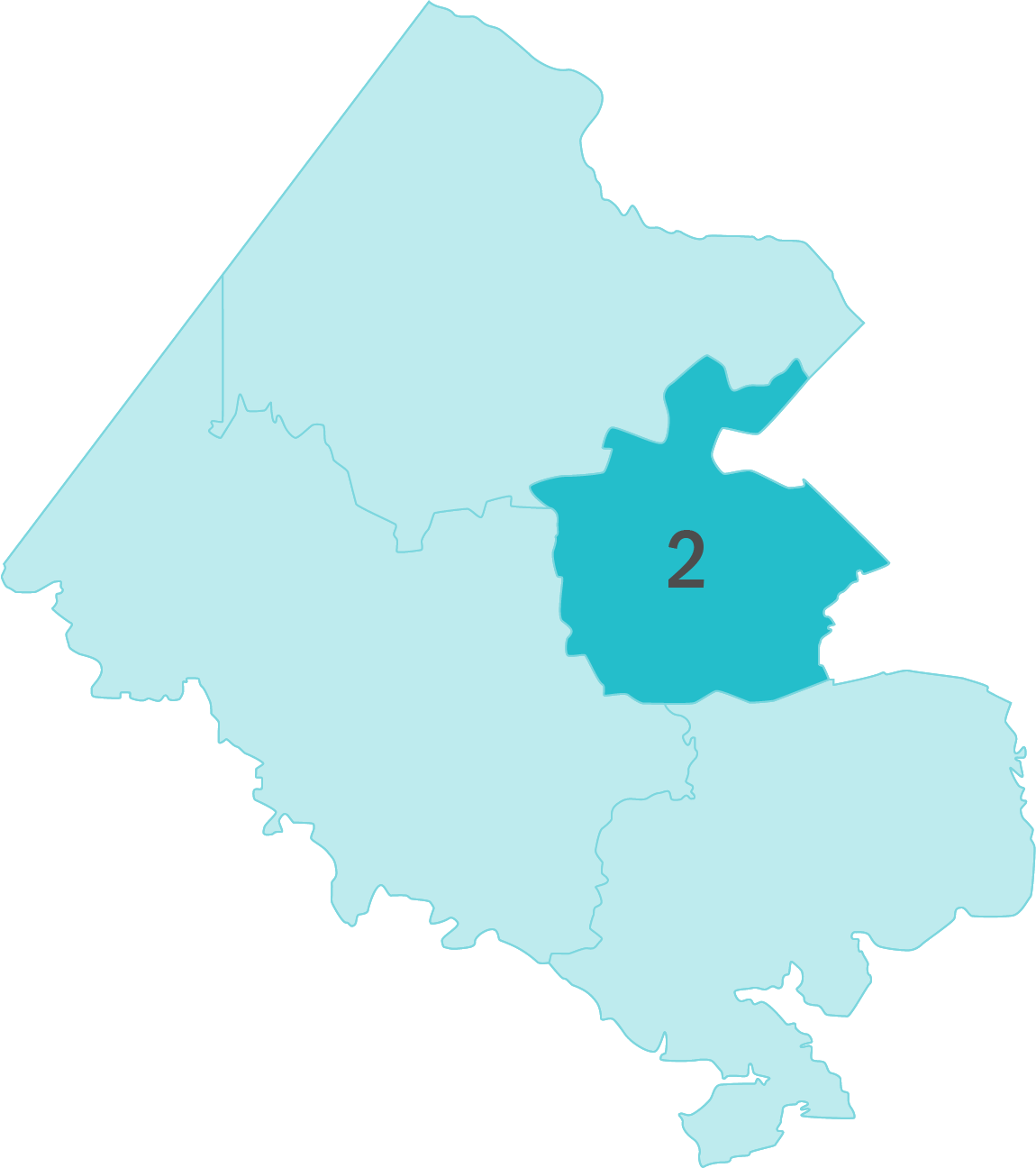 Fairfax County map with Region 2 area highlighted