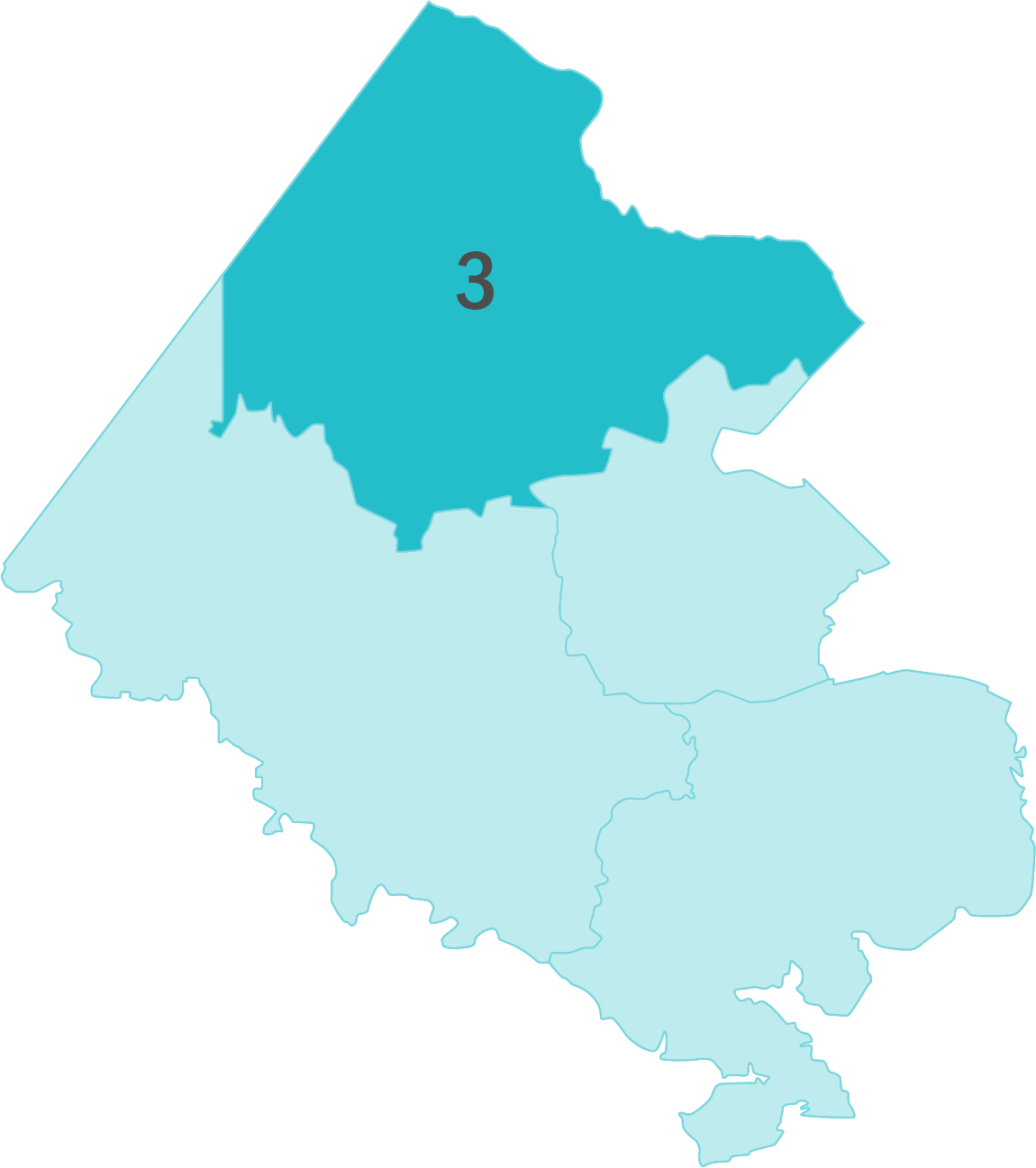 Fairfax County map with Region 3 area highlighted