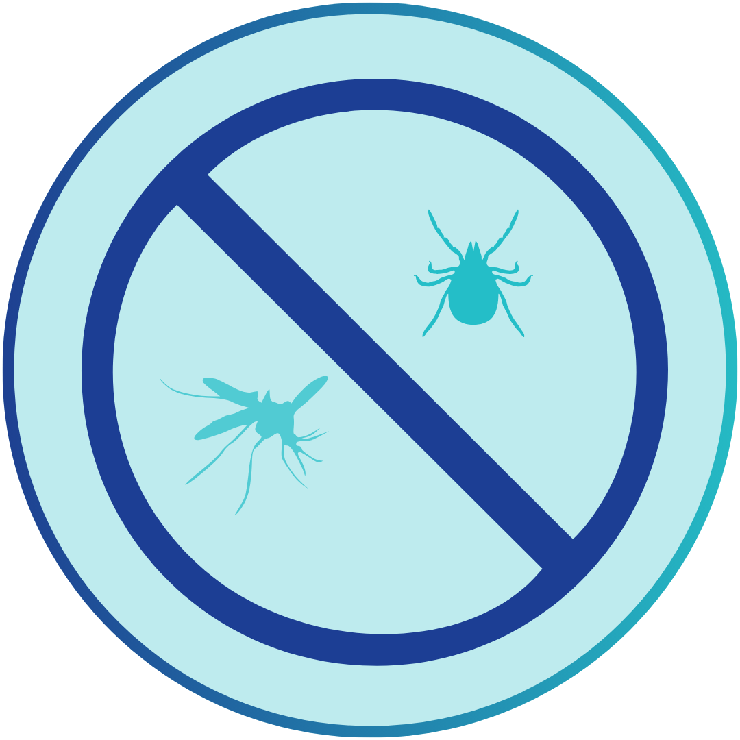 A crossed out mosquito and tick icon