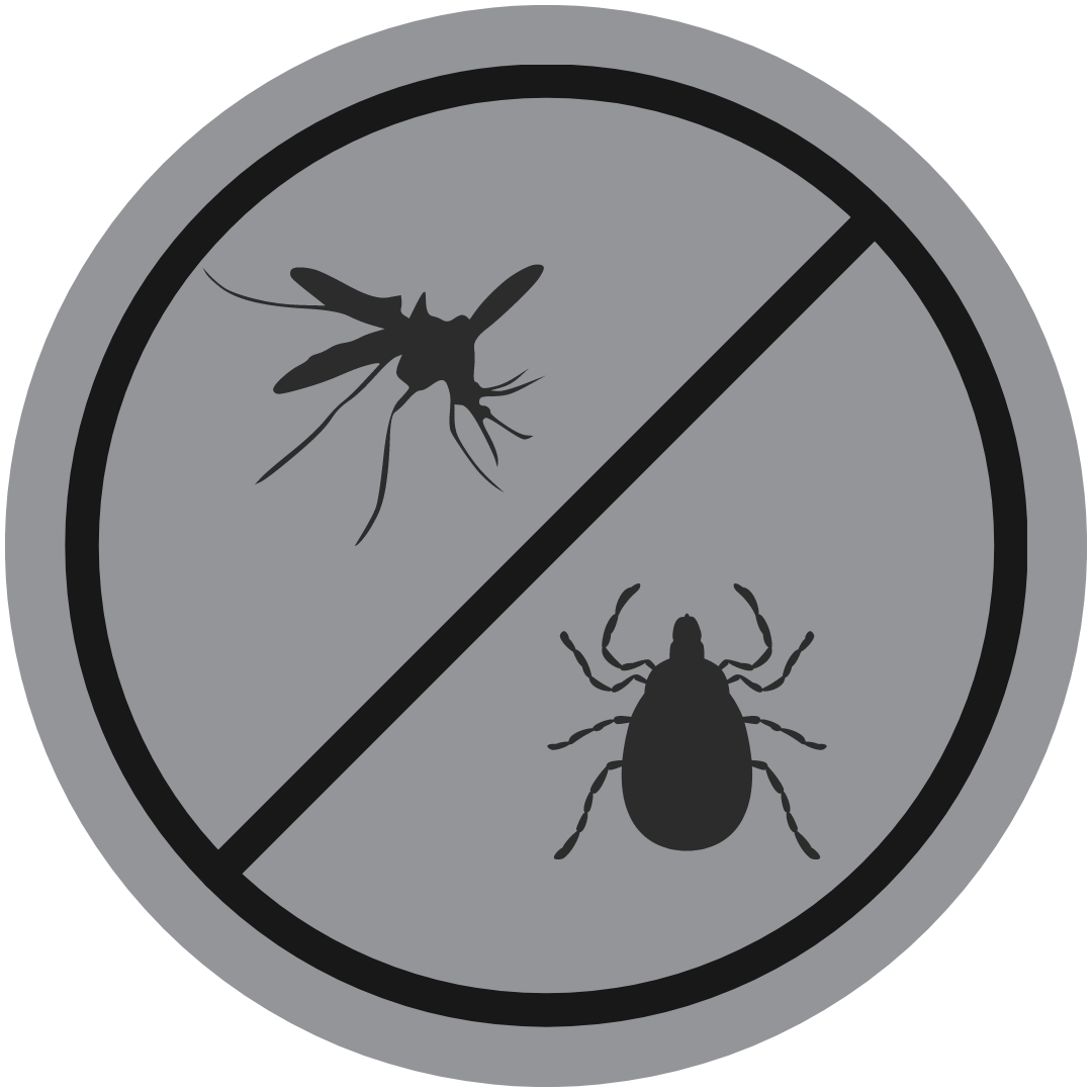 A crossed out mosquito and tick icon