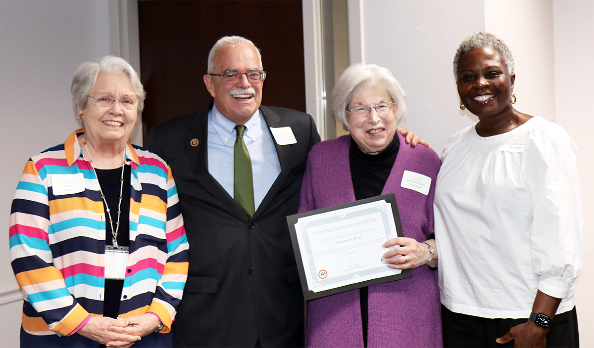 L to R: Former Chairman of the Fairfax County Board of Supervisors, Katherine Hanley; Congressman Gerald E. Connolly; Chair of the Health Care Advisory Board Marlene Blum; Director of Health of the Fairfax County Health Department Dr. Gloria Addo-Ayensu 