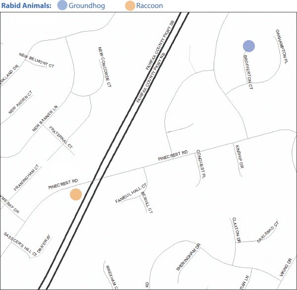 rabid animal locations in Herndon