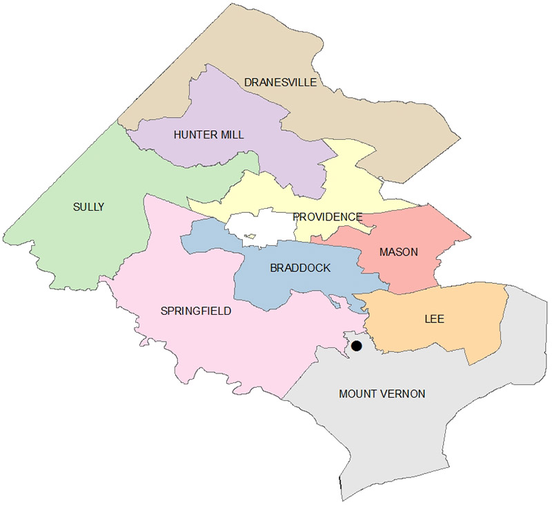 Map of Fairfax County rabies districts