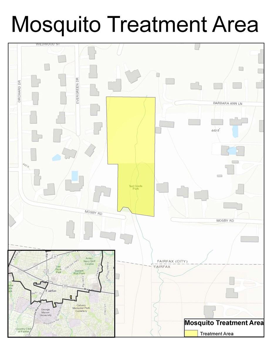 Map of Ted Grefe Park mosquito treatment area