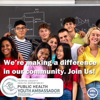 Photo of group of high school students in front of lockers. Overlying text reads "We're making a difference in our community. Join us."