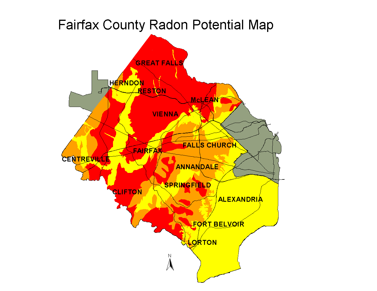 Fairfax County Radon Potential Map