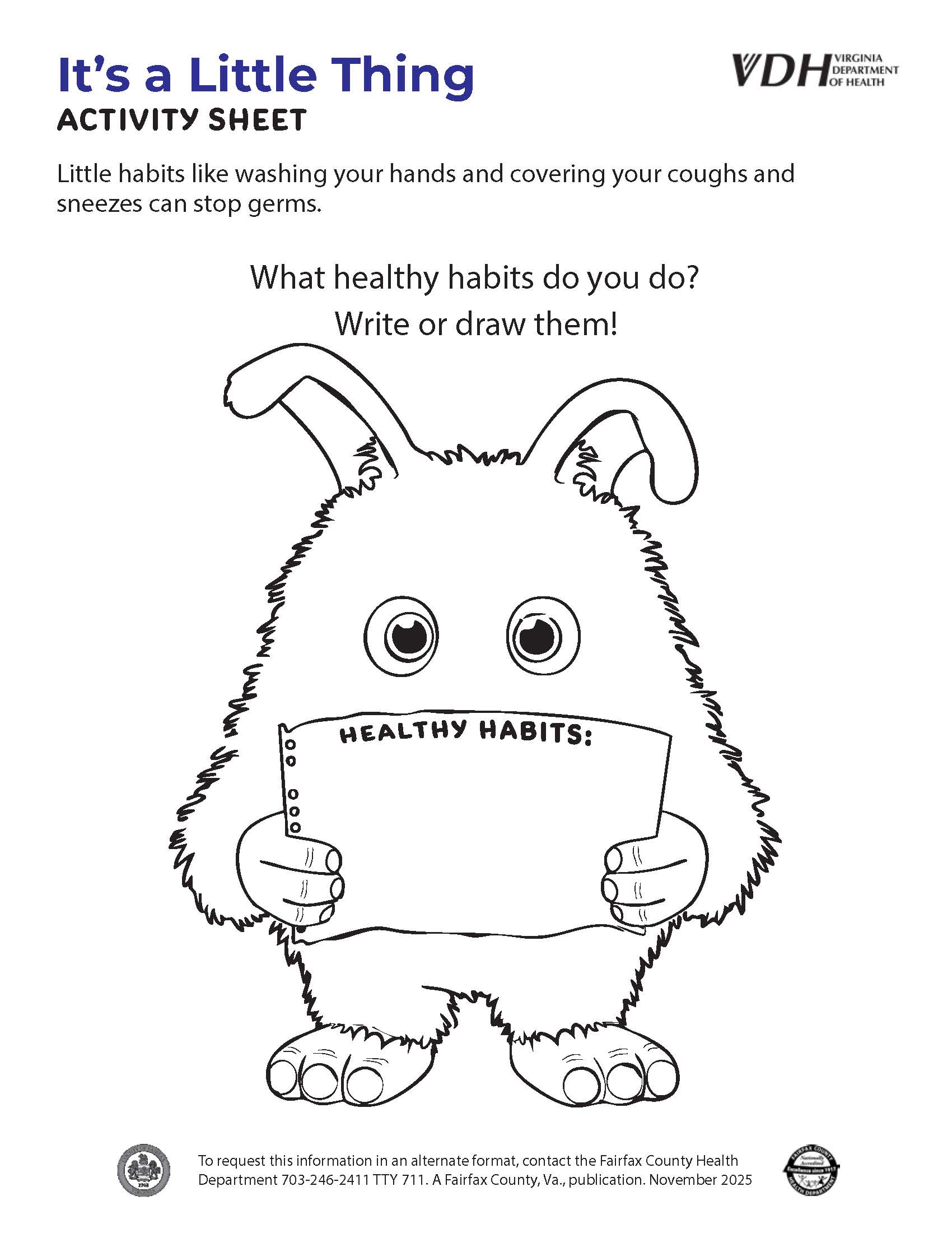 Cover Your Mouth, It's a Little Things - Activity Sheet