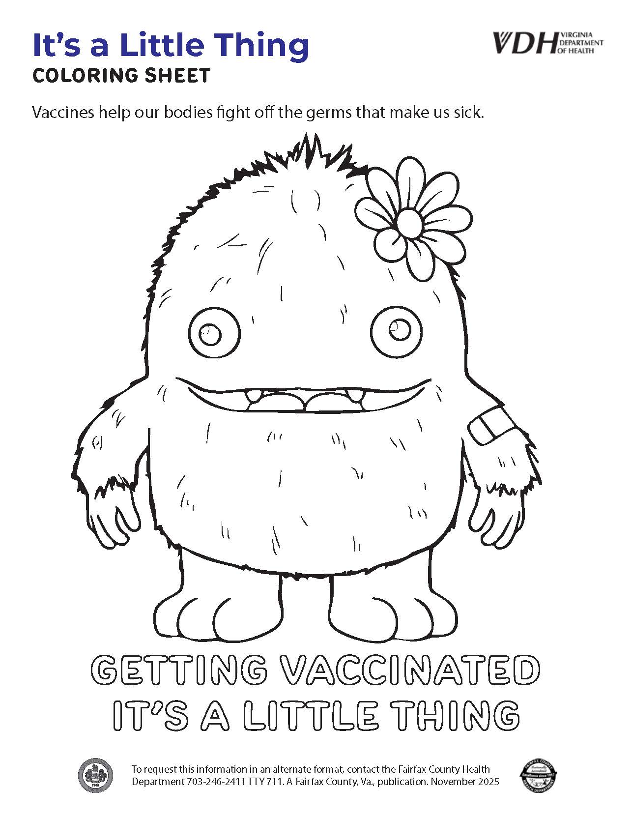 Getting Vaccinated, It's a Little Thing - Coloring Sheet