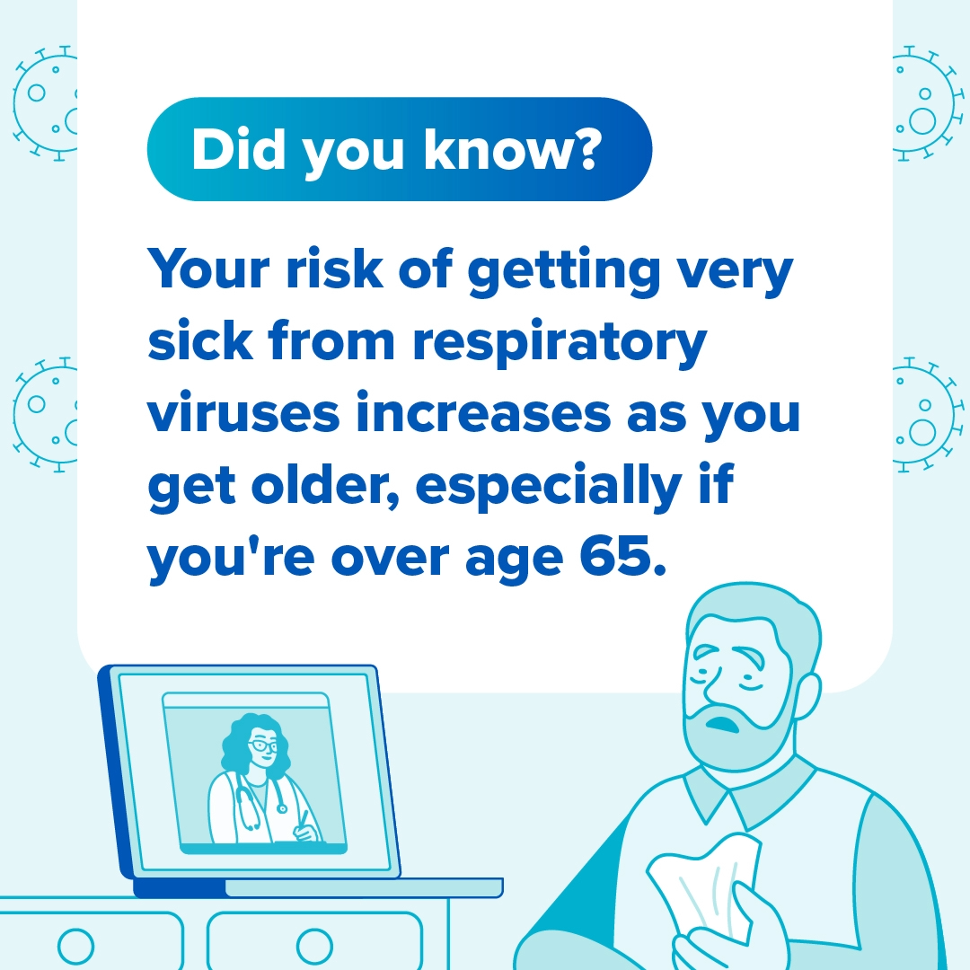Did you know? Your risk of getting very sick from respiratory viruses increases as you get older, especially if you are over 65.