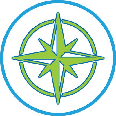Graphical icon of a compass.