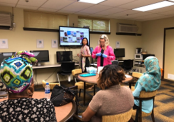 classroom with attendees