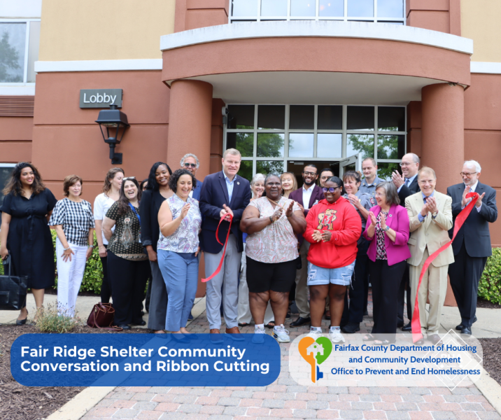 Photo of ribbon cutting of Fair Ridge Shelter