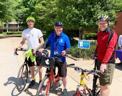 Photo of (left to right) Supervisor Dan Storck, Supervisor Walter Alcorn and Chairman Jeff McKay at 2021 Tour de Hunter Mill 