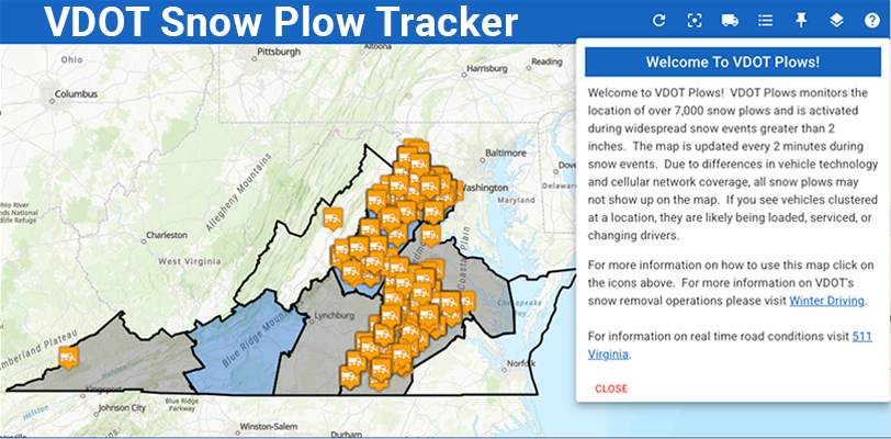 VDOT Snow Plow Tracker Map