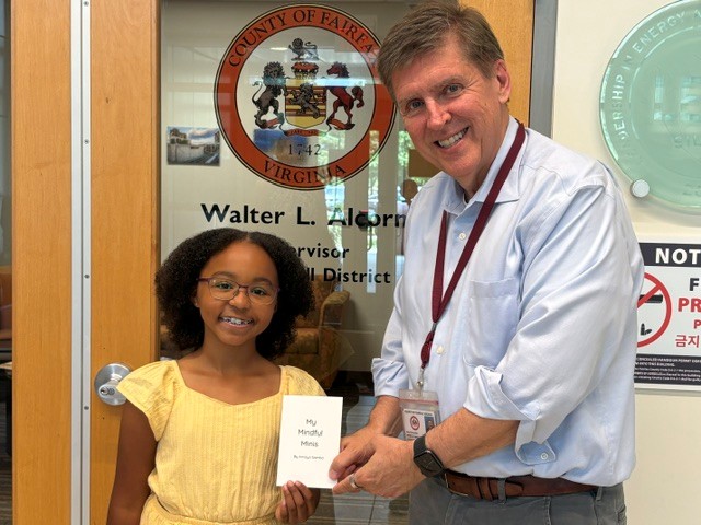 Fairfax County Supervisor Walter Alcorn with Amaya Samba author of My Mindful MInis