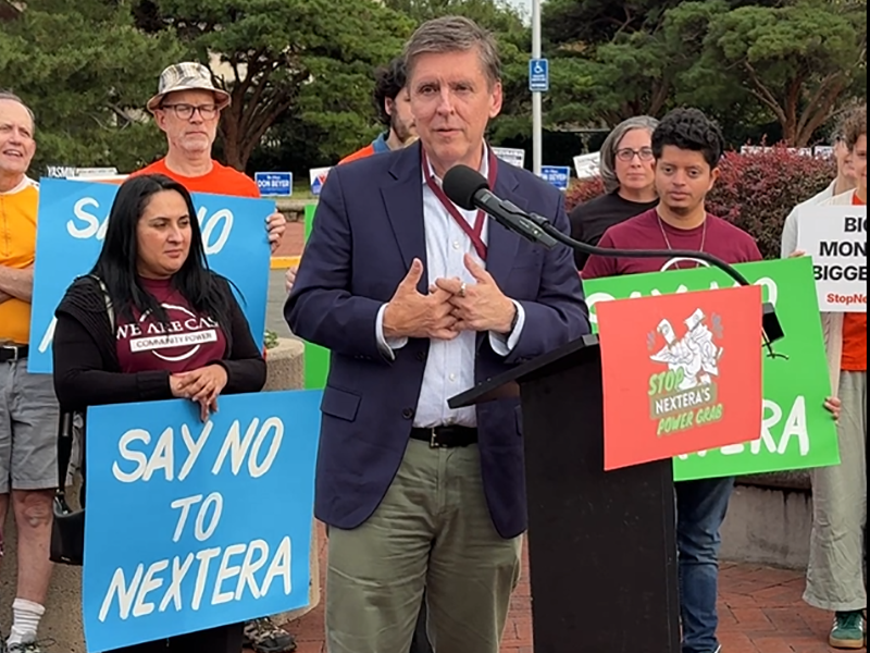 Supervisor Walter Alcorn speaks at the Stop NextEra Rally 