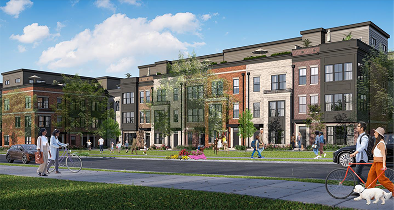 Illustration of townhomes planned for Lake Fairfax Business Center