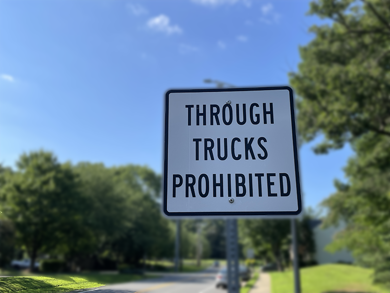 Through Trucks Prohibited Sign