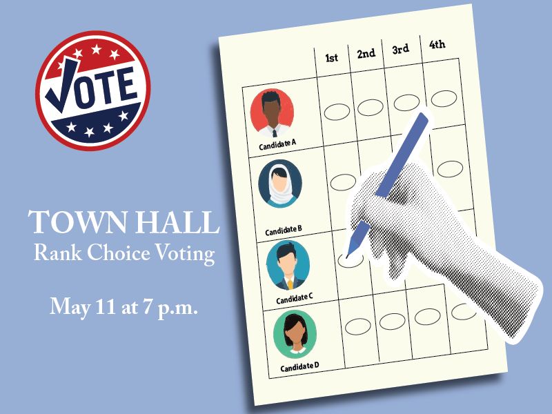 Ranked choice voting town hall May 11 at 7 p.m.