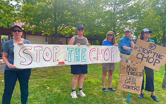 Signs that say Stop the Chop