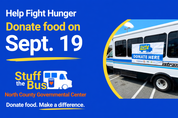 Donate to the Stuff the Bus food drive on Sept. 16 at the North County Governmental Center