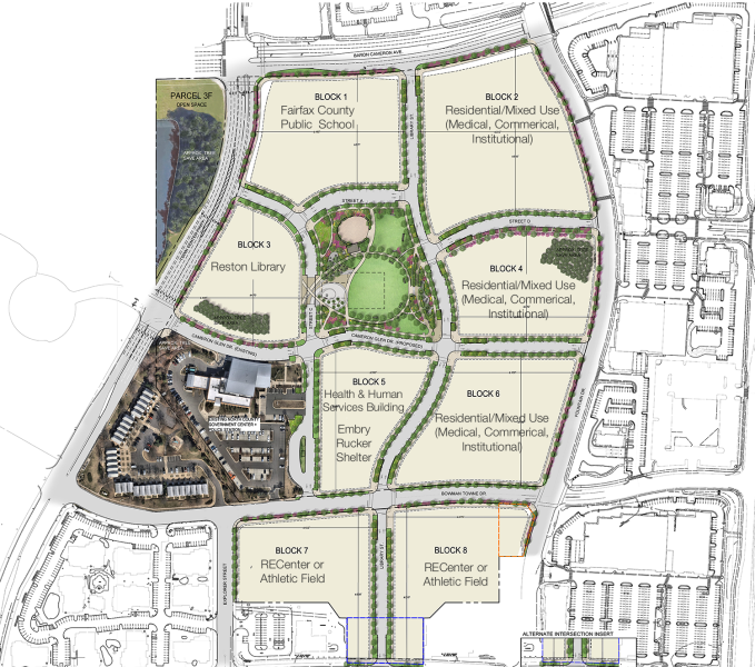 Map of the proposed Reston Town Center North block layout