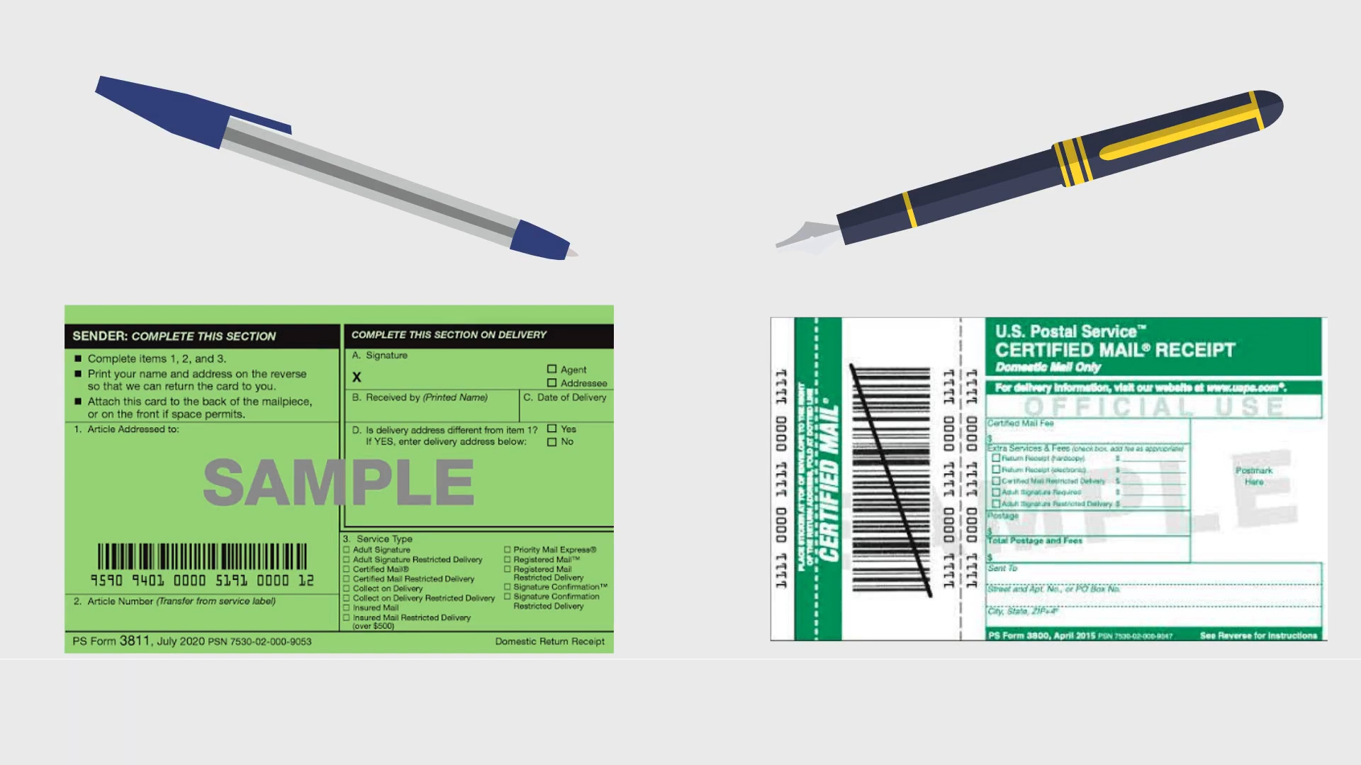 certified mail slips sample