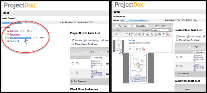 ProjectDox select folder view