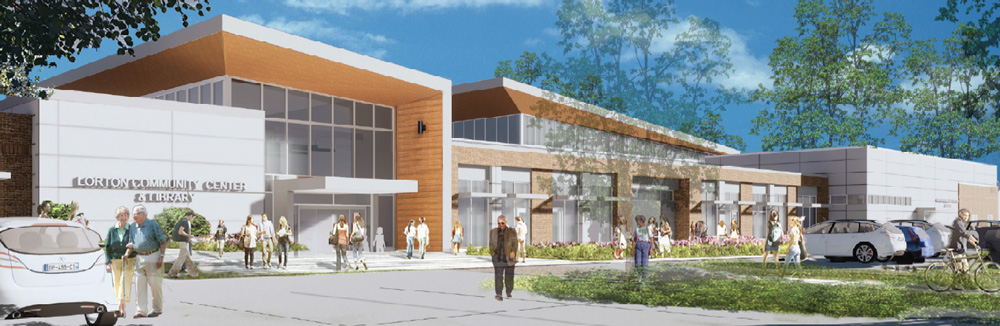 a rendering of the new library and community center
