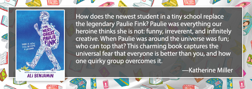How does the newest student in a tiny school replace the legendary Paulie Fink?  Paulie was everything our heroine thinks she is not: funny, irreverent, and infinitely creative.  When Paulie was around the universe was fun; who can top that?  This charming book captures the universal fear that everyone is better than you, and how one quirky group overcomes it.