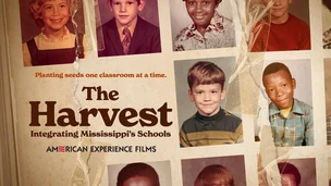 Collage of vintage school portraits of children with the title “The Harvest: Integrating Mississippi’s Schools.”