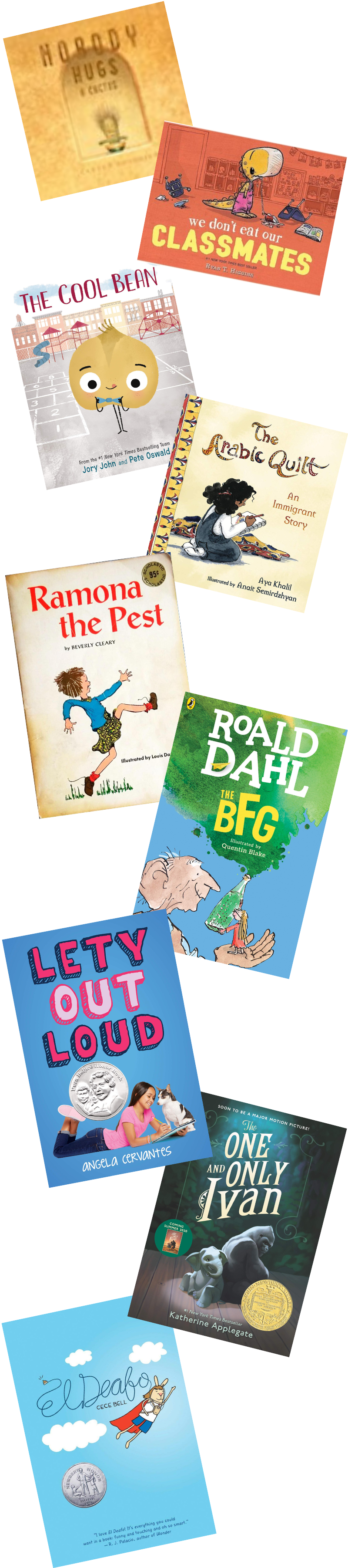 book covers for titles in Young Readers and School-Age Readers empathy reading list