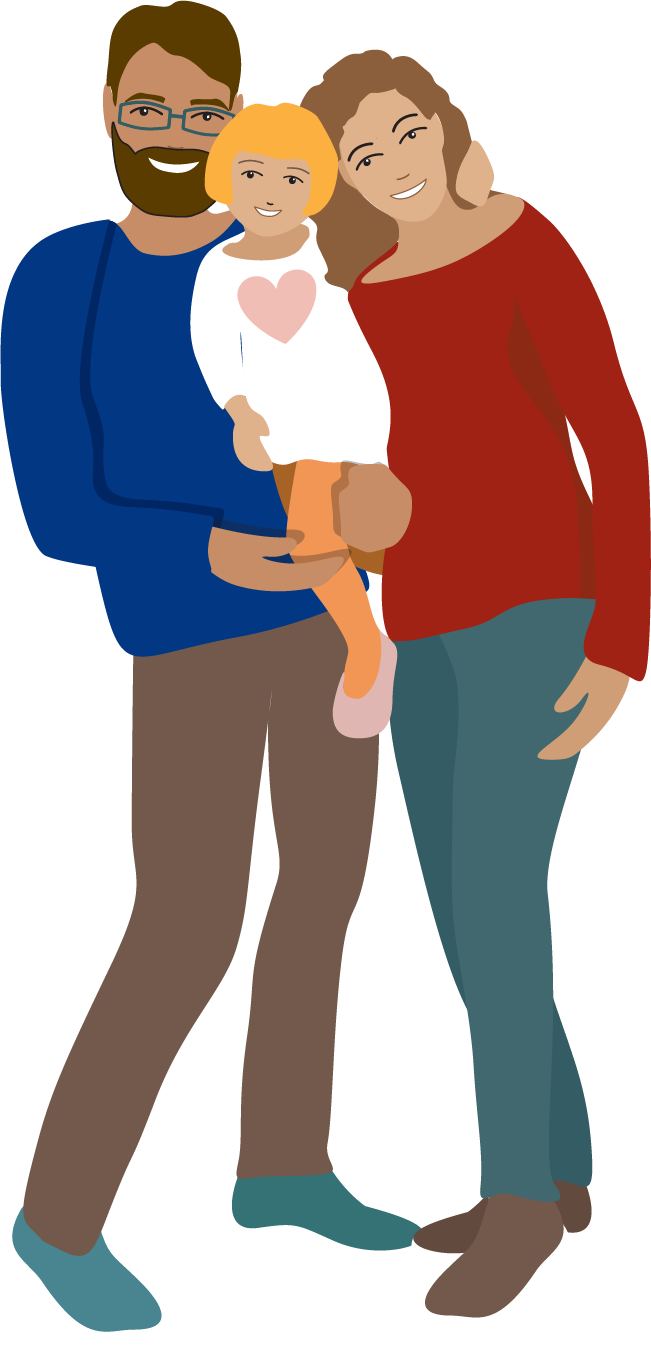 illustration of man woman and child