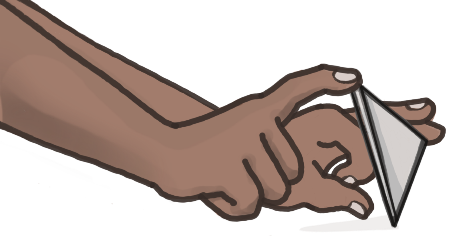 illustration of child's two hands holding a paper football preparing to flick it