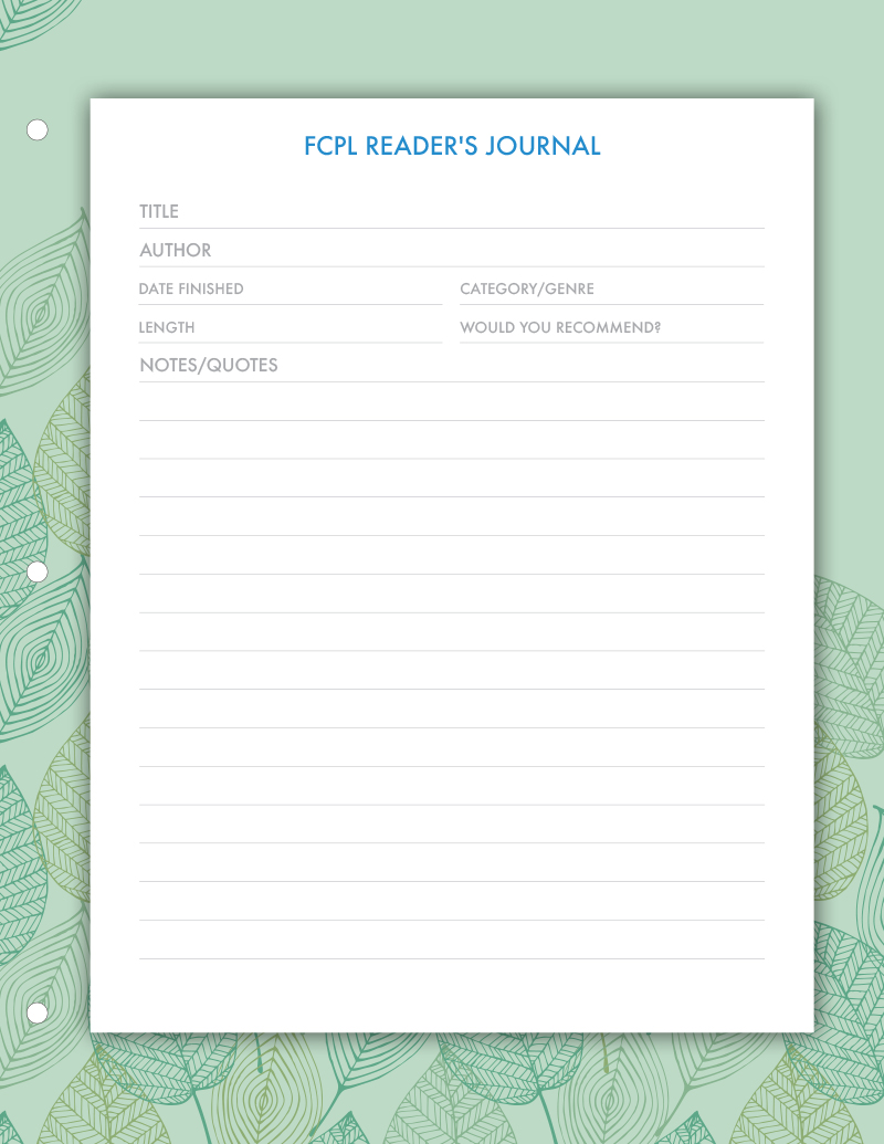 FCPL Reader's Journal Printable Template