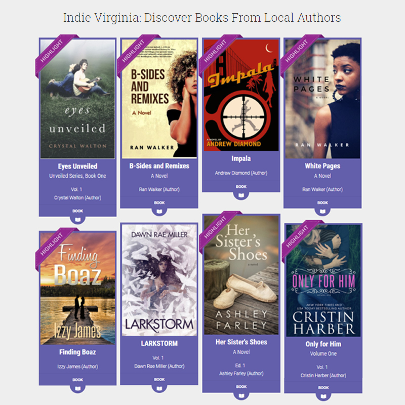 screen capture of the Indie Virginia carousel on BiblioBoard