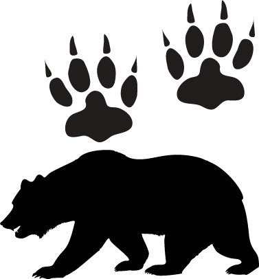silhouette of bear and bear tracks