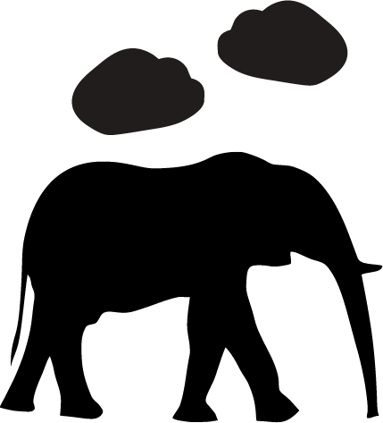 silhouette of elephant and elephant tracks