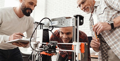 Men using a 3D printer