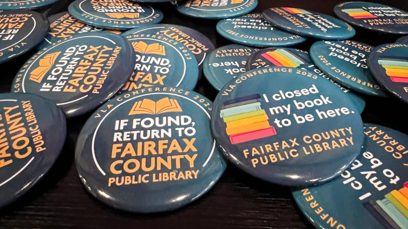 FCPL Buttons at the 2023 Virginia Library Association Conference