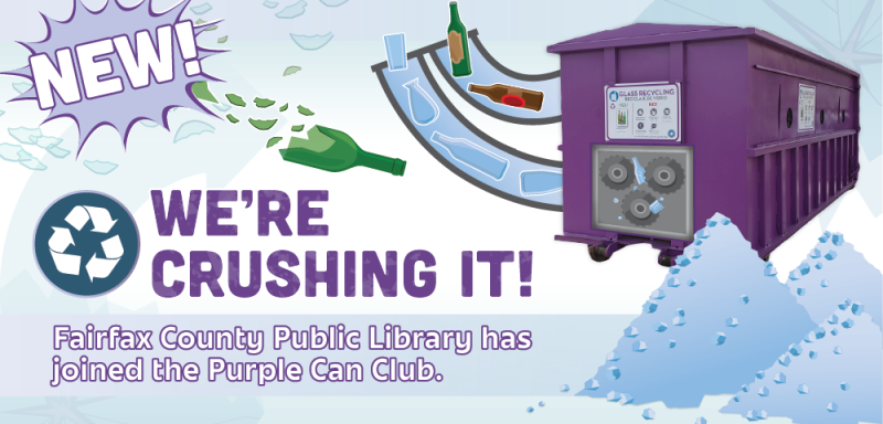 Ribbon cutting for purple glass recycling collection container