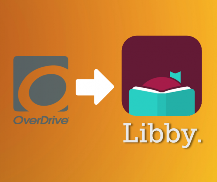 verDrive app logo on the left, Libby app logo on the right, arrow in between pointing at the Libby app logo
