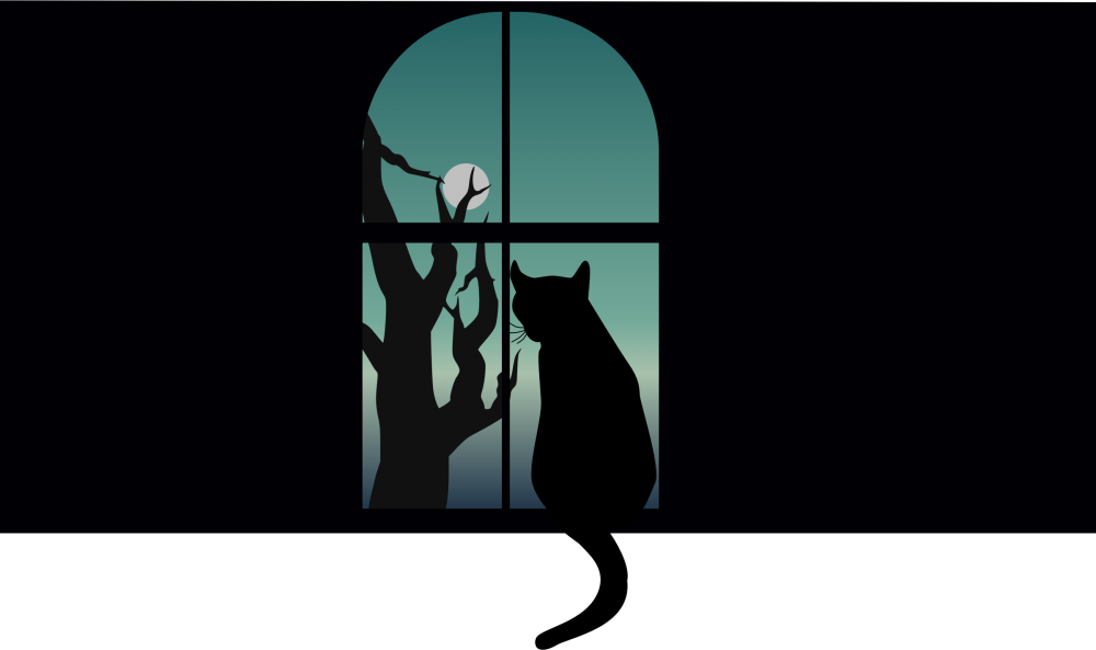 Black Cat and tree silhouette