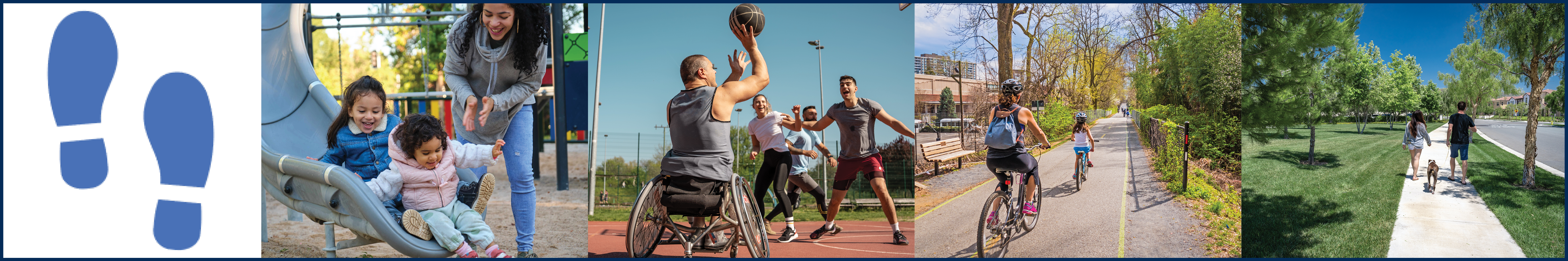 photo strip of active outdoor physical activities