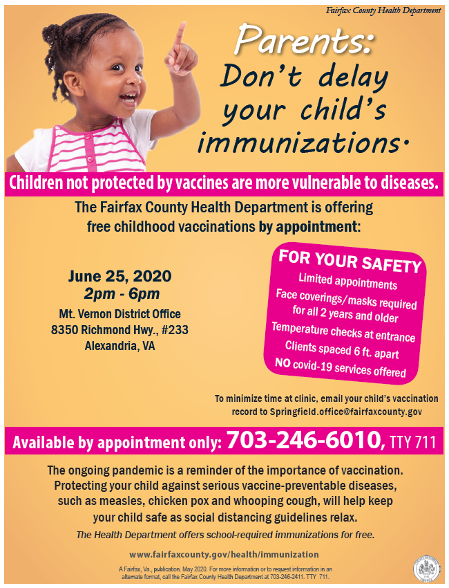 Free immunization clinic flyer