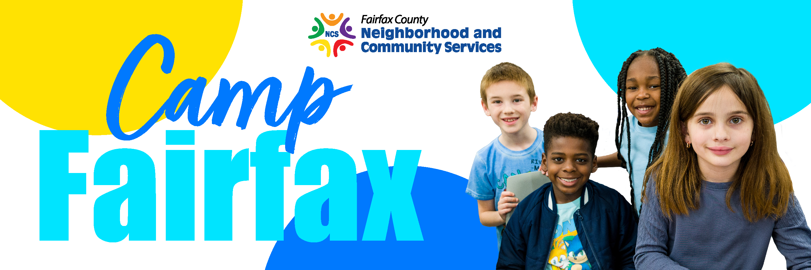 Camp Fairfax Banner with Four Tweens