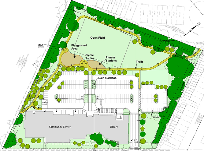 Site plan of the combined Lorton Library and Community Center