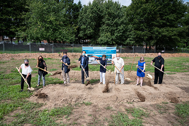 Photo of county officials participating in the Lorton Community Center and Lorton Library groundbreaking ceremony